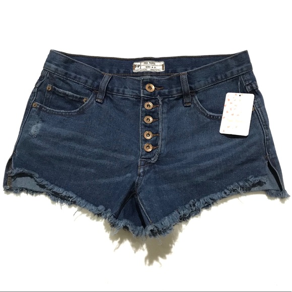 FP Runaway Cutoff Denim Shorts Brightest Blue 3” - Picture 2 of 8